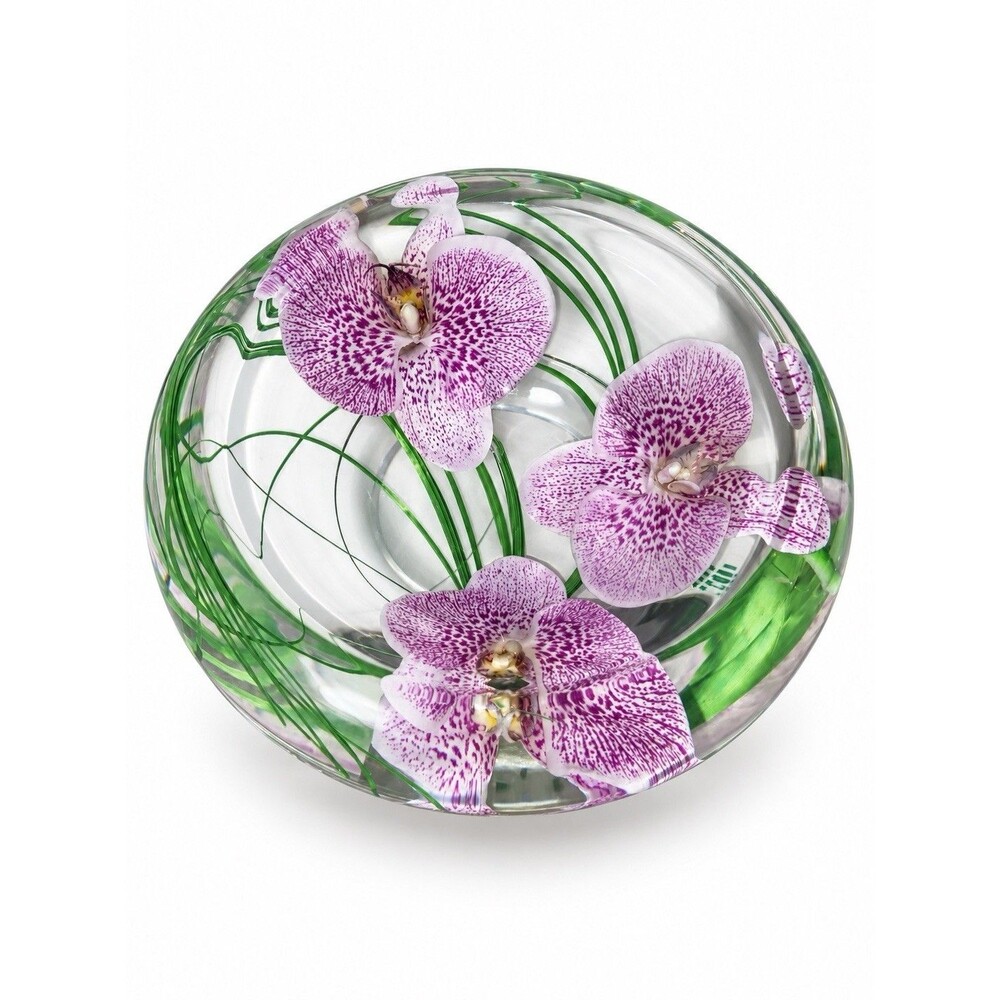 Emilio Robba Spotted Lavender Phalaenopsis Flower Glass Bowl 10” D
